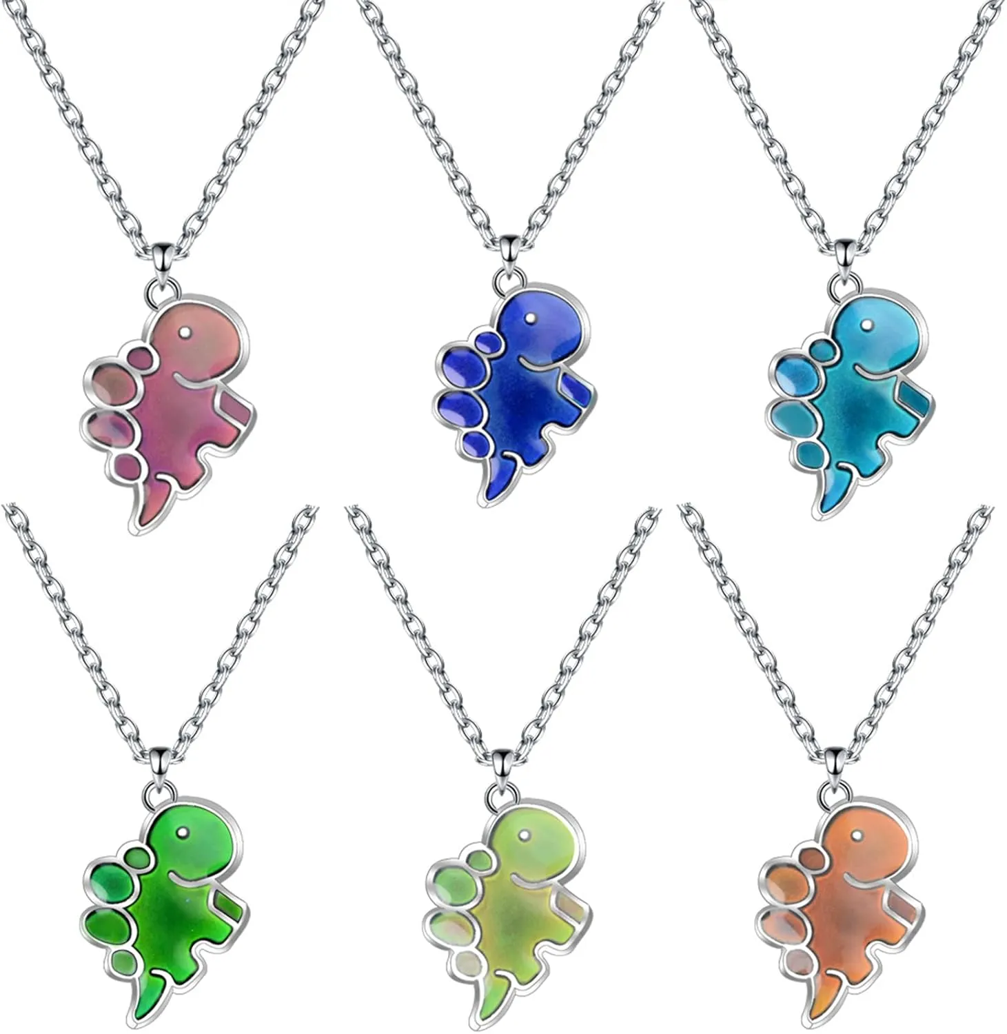 Temperature Sensing Color Changing Pendant Necklace Love Heart Butterfly Lucky Turtle Moon Star Mood Dinosaur Necklace for Women Men Teens Friend Couples Gift