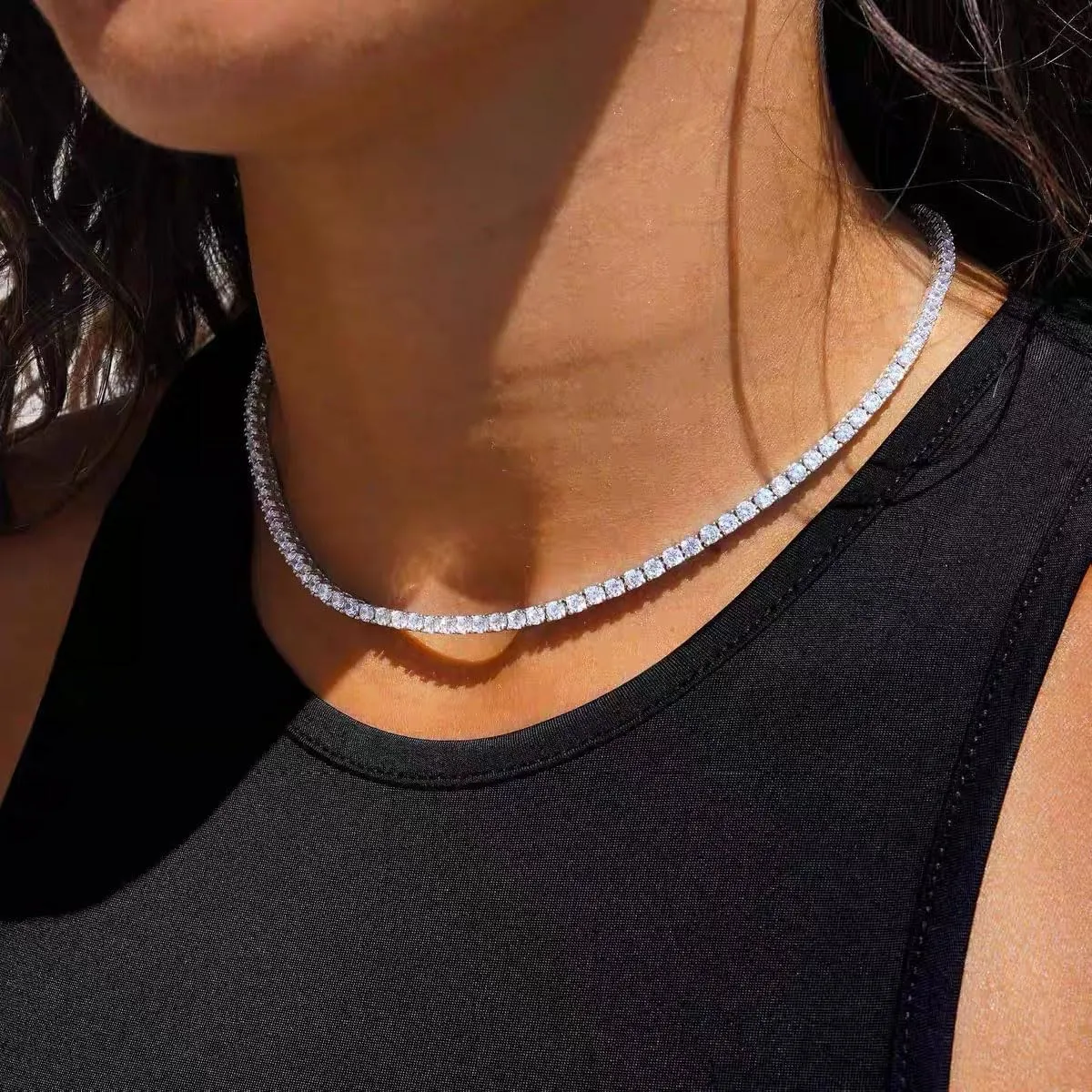 Tennis Necklace for Women and Men 4/ 5mm 1 Row Prong-Setting Stainless Steel Tennis Chain 5A  Cubic Zirconia Iced Out Chain Never Fade Diamond Necklace or Bracelet -with Gift Box