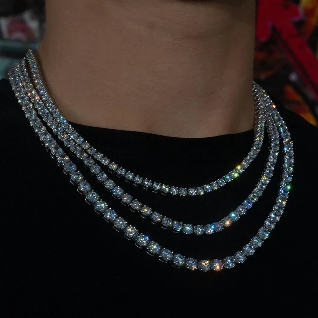 Tennis Necklace for Women and Men 4/ 5mm 1 Row Prong-Setting Stainless Steel Tennis Chain 5A  Cubic Zirconia Iced Out Chain Never Fade Diamond Necklace or Bracelet -with Gift Box
