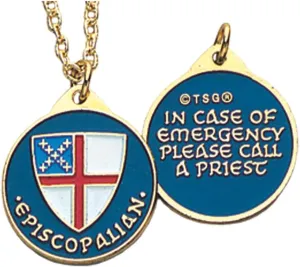 Terra Sancta Guild 972 Episcopal Shield 1" Gold Plated Episcopalian Medallion Necklace
