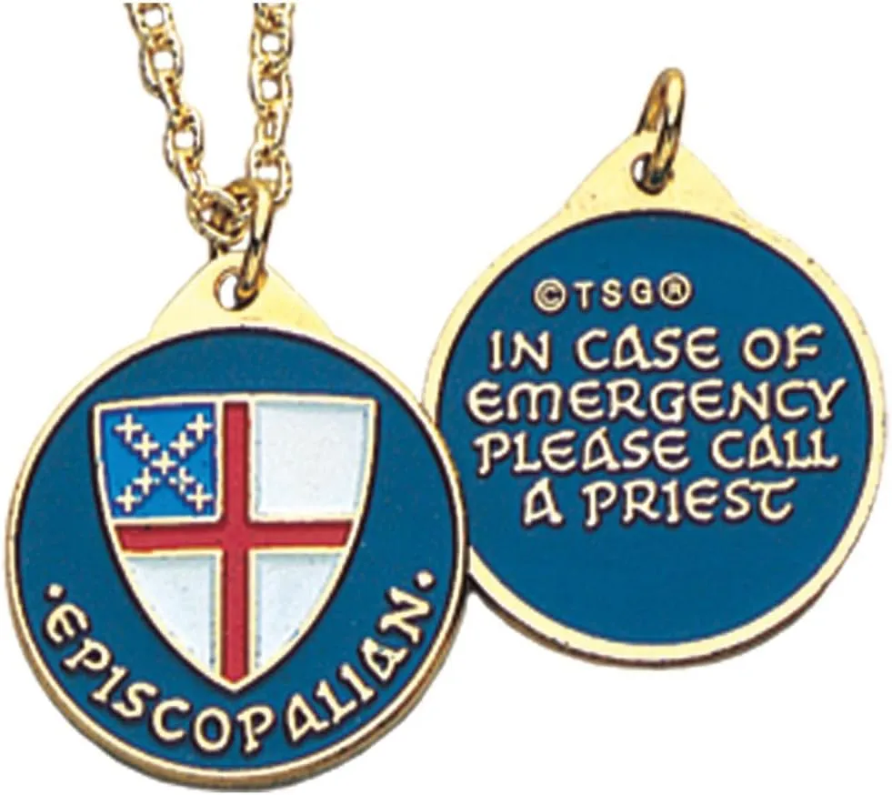Terra Sancta Guild 972 Episcopal Shield 1" Gold Plated Episcopalian Medallion Necklace
