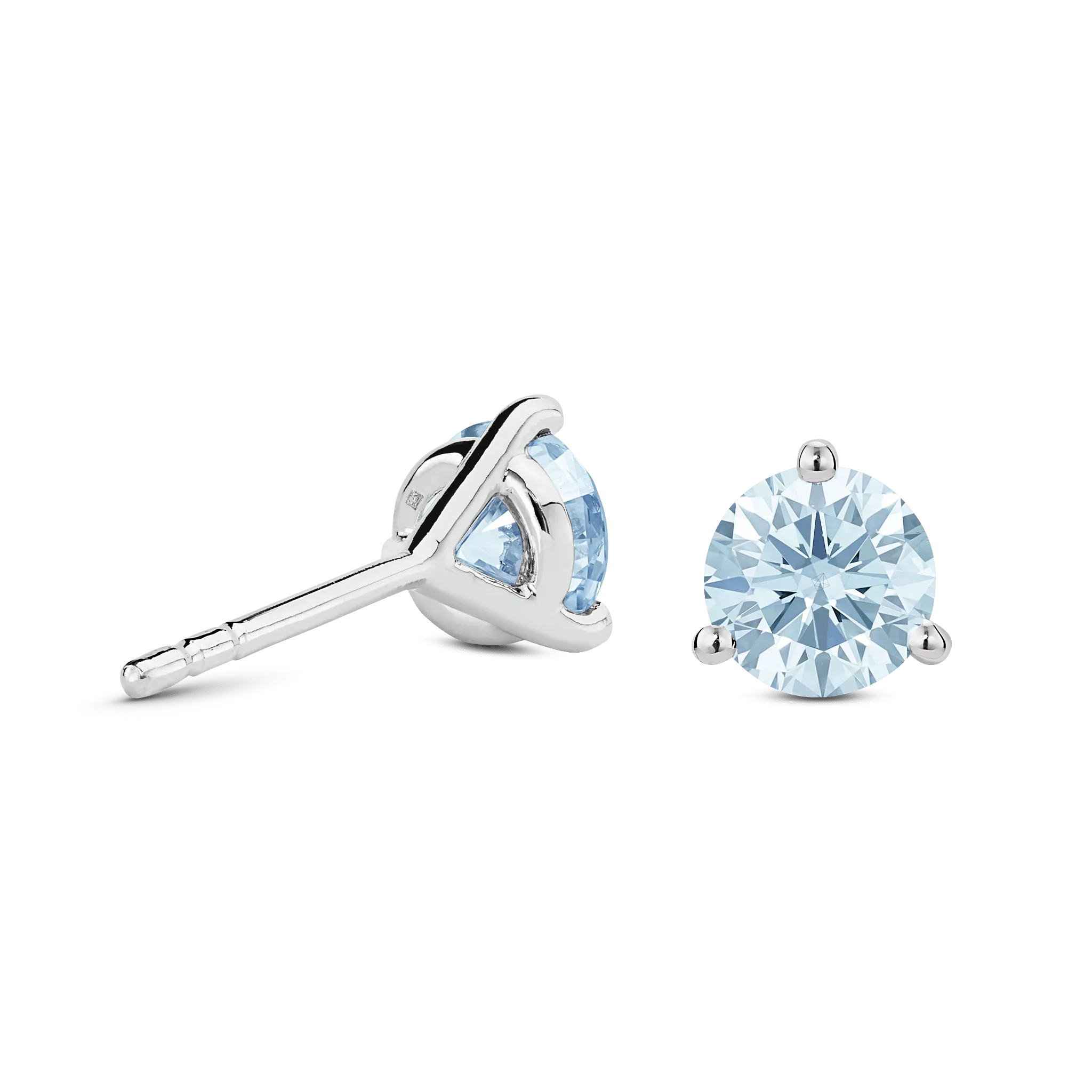 The Blue Round Brilliant Solitaire Studs