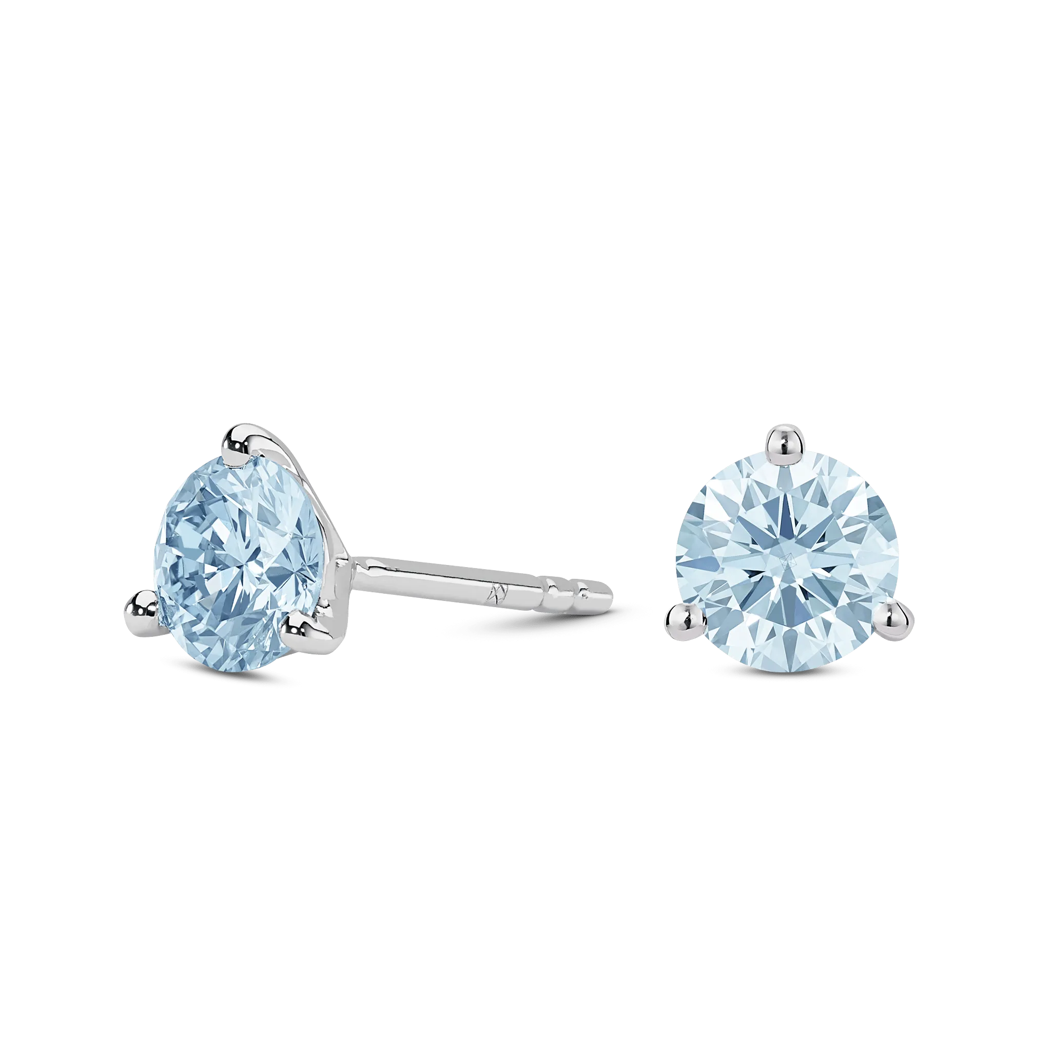 The Blue Round Brilliant Solitaire Studs