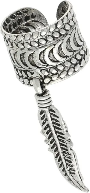 The New Sterling Silver Ear Cuff Earring With Hanging Feather (One Piece) Handcrafted, universal fit, vibrant enamel, secure artisan design SU033O00927