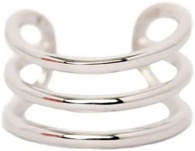 Three Wire Plain Rhodium Plated Sterling Silver Ear Cuff Rhodium Plated