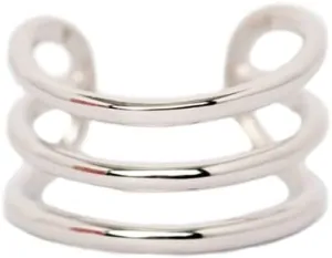 Three Wire Plain Rhodium Plated Sterling Silver Ear Cuff Rhodium Plated