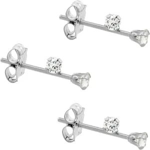 Tiny 14K White Gold 2mm Cubic Zirconia Stud Earrings Cartilage Nose Studs Women 4 prong 0.06 ct/pr