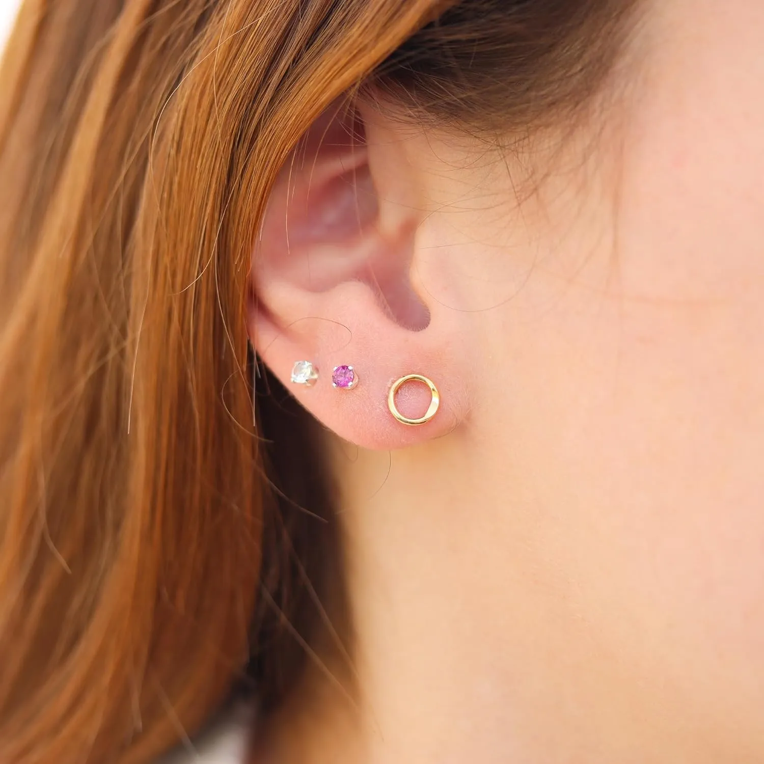 Tiny Circle Studs with Hammered Dimples, Hammered Circle Stud Earrings for Moms, Mamas, Grandmas by Lotus Stone Jewelry (gold-filled)