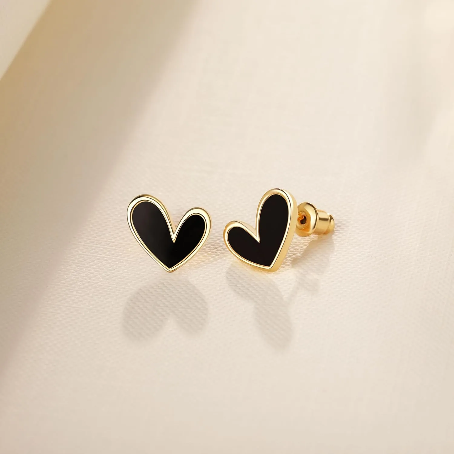 Tiny Heart acrylic14K Gold Plated studs earrings | 925 Sterling Silver Posts |
