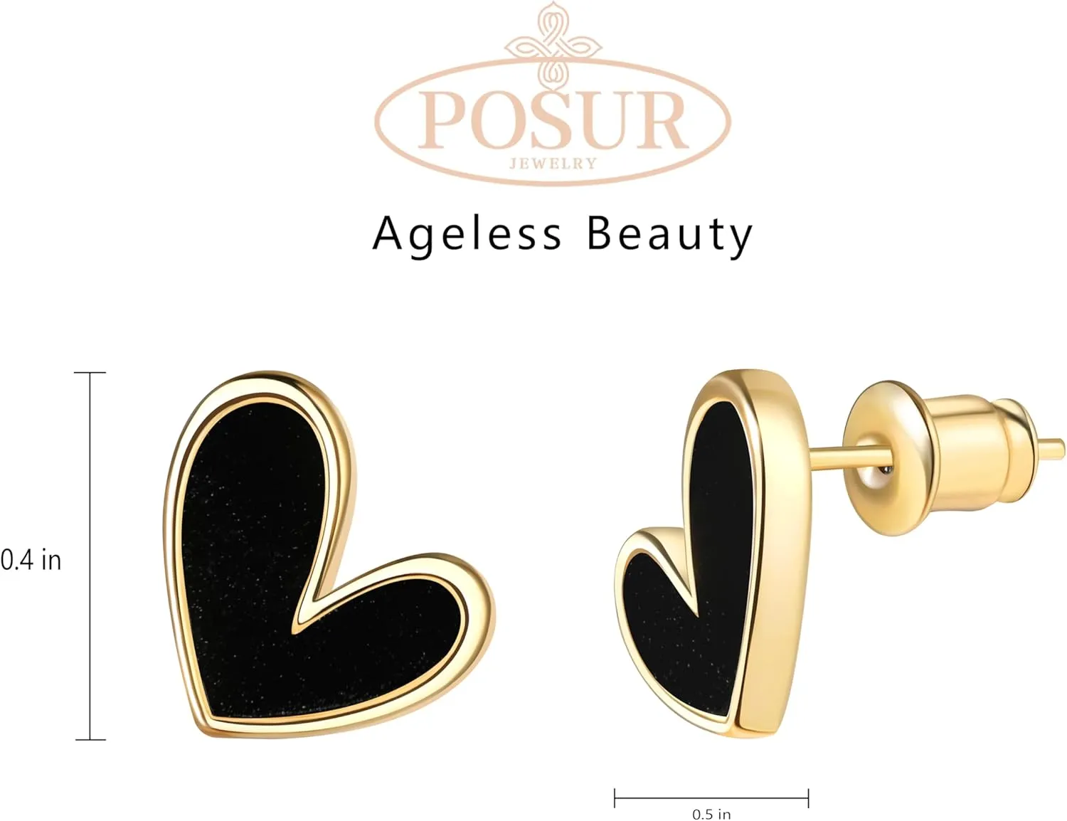 Tiny Heart acrylic14K Gold Plated studs earrings | 925 Sterling Silver Posts |