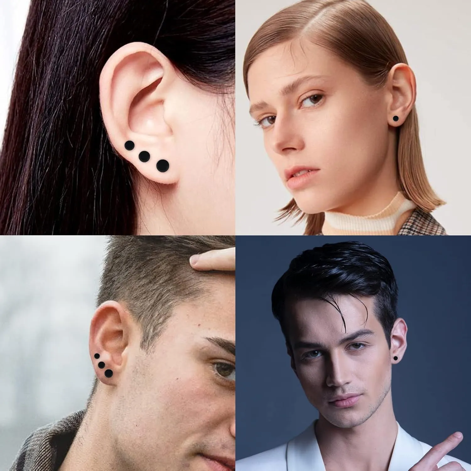 Titanium Flat Dot and Ball Stud Earrings Hypoallergenic for Women Men Rose Gold/Gold/Silver/Black Round Disc Earrings 3mm-6mm Options for Sensitive Ear(2pcs)