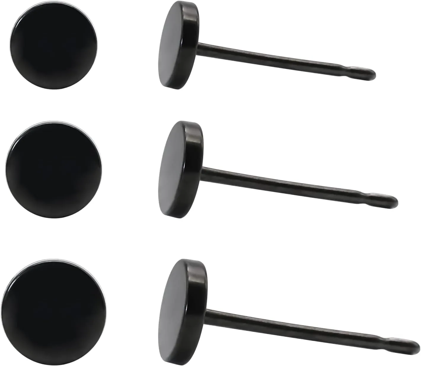Titanium Flat Dot and Ball Stud Earrings Hypoallergenic for Women Men Rose Gold/Gold/Silver/Black Round Disc Earrings 3mm-6mm Options for Sensitive Ear(2pcs)