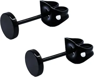 Titanium Flat Dot and Ball Stud Earrings Hypoallergenic for Women Men Rose Gold/Gold/Silver/Black Round Disc Earrings 3mm-6mm Options for Sensitive Ear(2pcs)