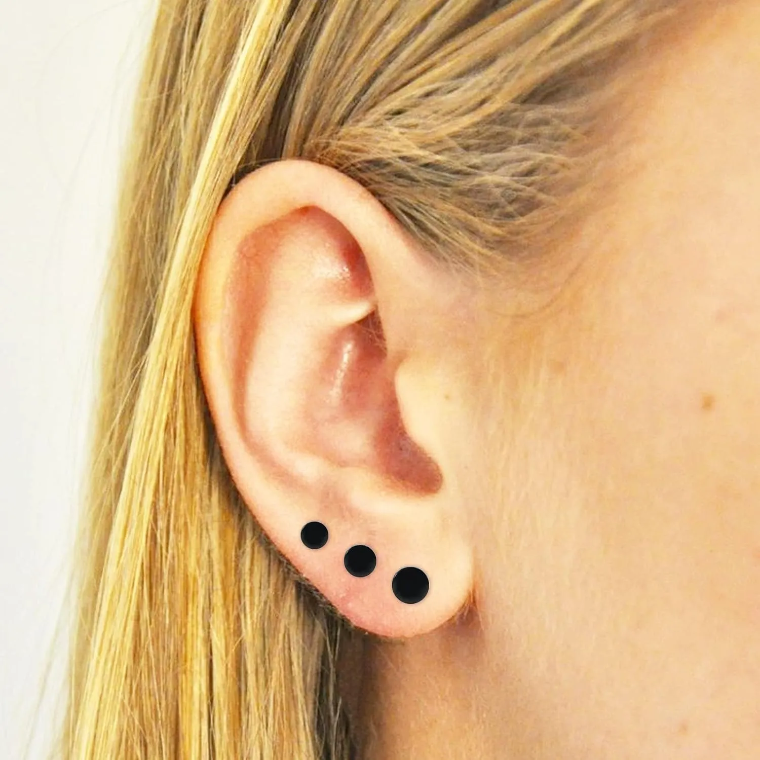 Titanium Flat Dot and Ball Stud Earrings Hypoallergenic for Women Men Rose Gold/Gold/Silver/Black Round Disc Earrings 3mm-6mm Options for Sensitive Ear(2pcs)
