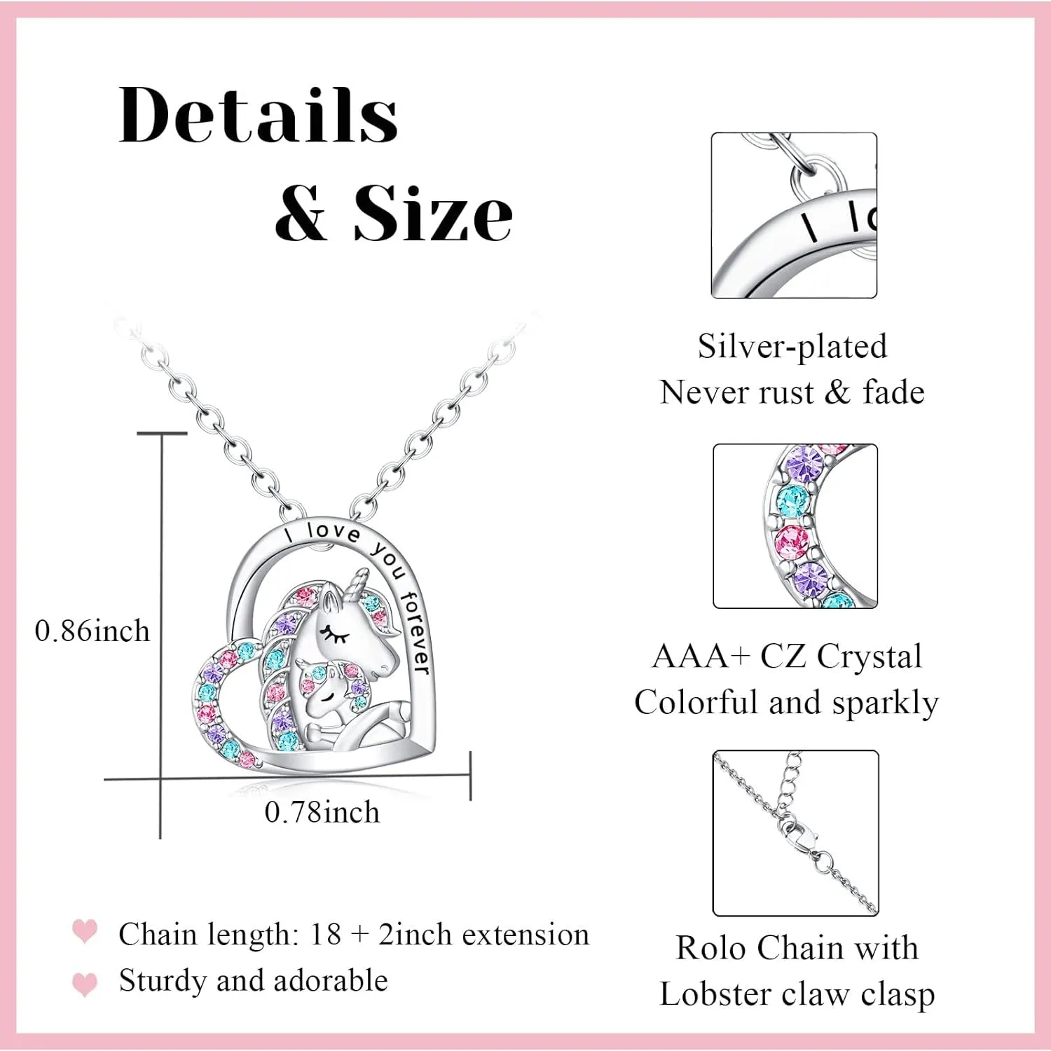 to My Daughter/Granddaughter/Niece Unicorn Necklace, Birthday Christmas Valentines Day Gifts