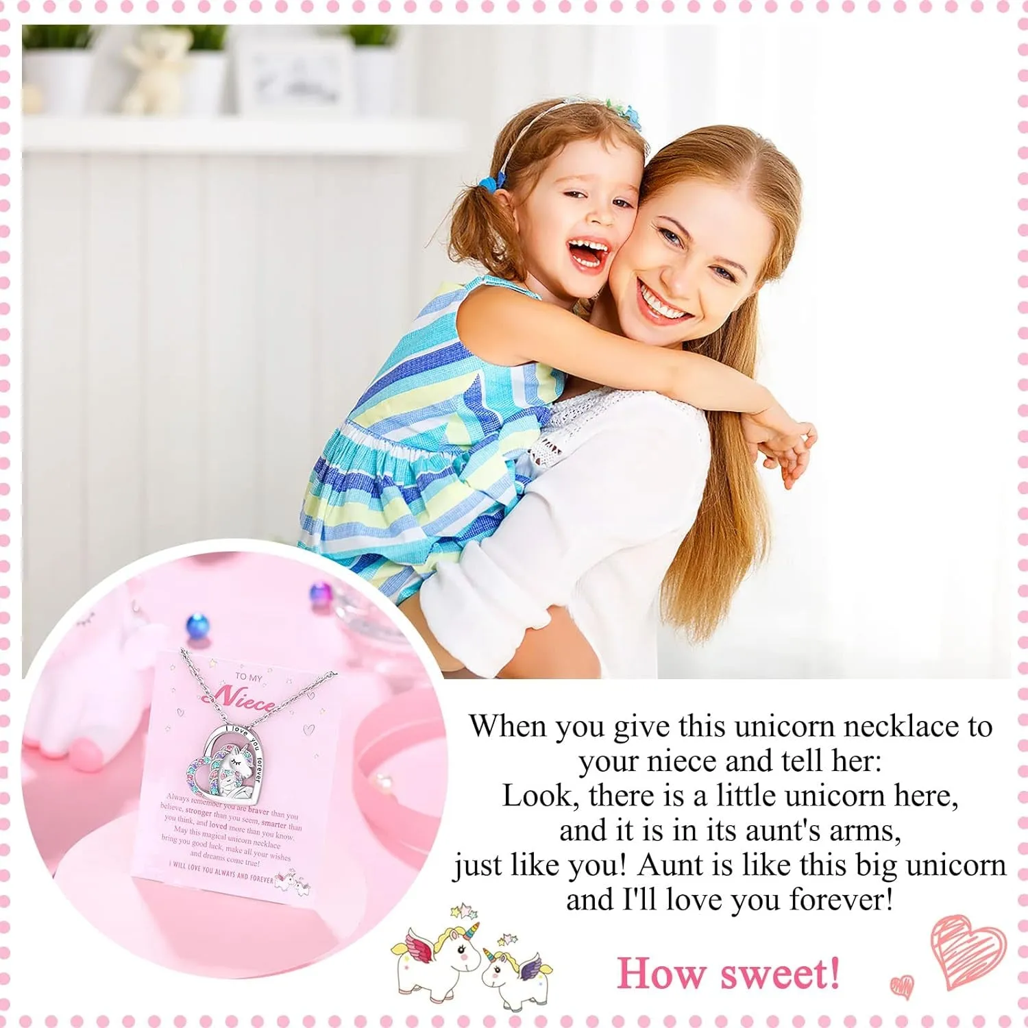to My Daughter/Granddaughter/Niece Unicorn Necklace, Birthday Christmas Valentines Day Gifts