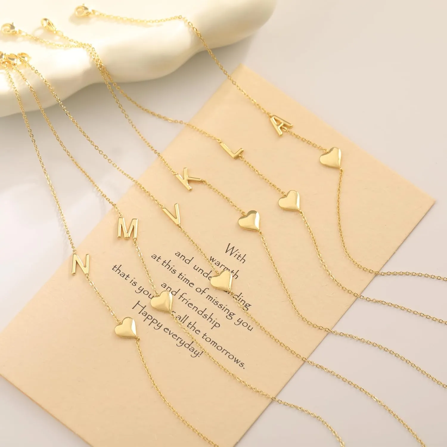 TOBENY Dainty Gold Initial Necklaces for Women,14k Gold Plated Sideways Letter Necklace Personalized A-Z Name Heart Choker Necklace Tiny Cute Monogram Necklace Jewelry Gift