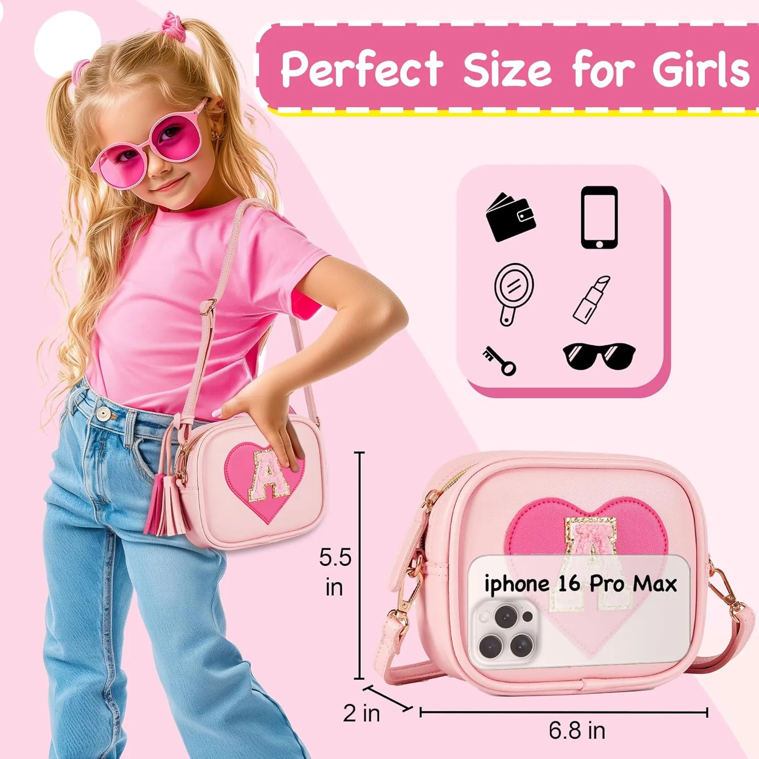 Toddler Purse Gift for Girls, Little Girls Purse Preppy Stuff Birthday Gift for 3 4 5 6 7 8 9 10 11 12 Year Old Girl