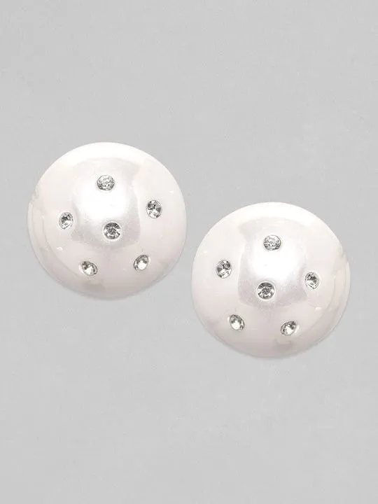 TOKYO TALKIES X Rubans White Pearl Zirconia Stud Earrings