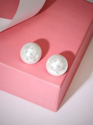 TOKYO TALKIES X Rubans White Pearl Zirconia Stud Earrings