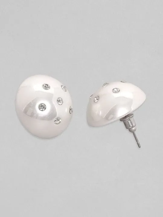 TOKYO TALKIES X Rubans White Pearl Zirconia Stud Earrings