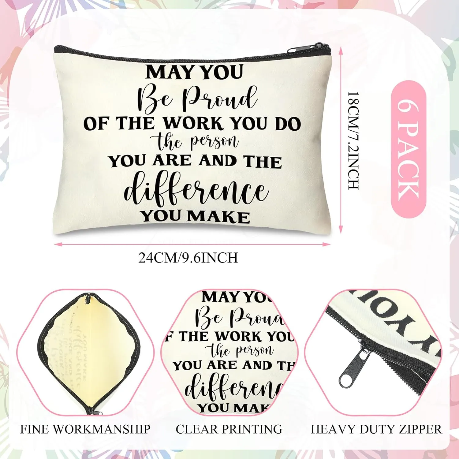Tondiamo 6 Sets Thank You Gifts for Coworker Include 6 Natural Stone Bracelets 6 Cards 6 Canvas Makeup Bags May You Be Proud of the Work Employee Volunteer Nurse Week Appreciation