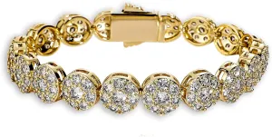 TOPGRILLZ Gold Bracelet Tennis Bracelets for Women Mens 1 Row 10mm 14K Gold Plated Iced Out Cubic Zirconia Solitaire Cluster Pulseras Para Mujer