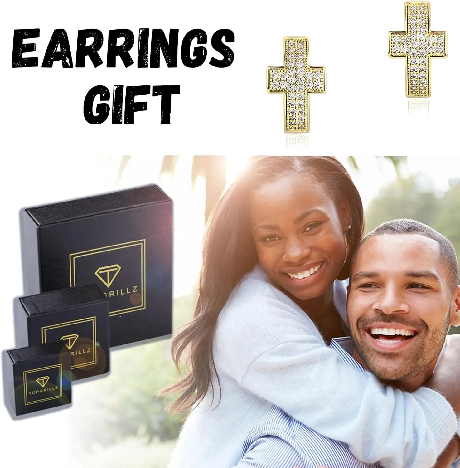 TOPGRILLZ Gold Plated Hoop Earrings For Men 14K Golden Silver Plated 5A  Cubic Zirconia Huggie Earrings Cartilage Hypoallergenic Cuff Earrings Trendy