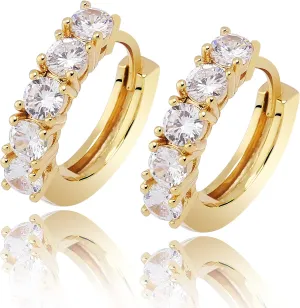 TOPGRILLZ Gold Plated Hoop Earrings For Men 14K Golden Silver Plated 5A  Cubic Zirconia Huggie Earrings Cartilage Hypoallergenic Cuff Earrings Trendy