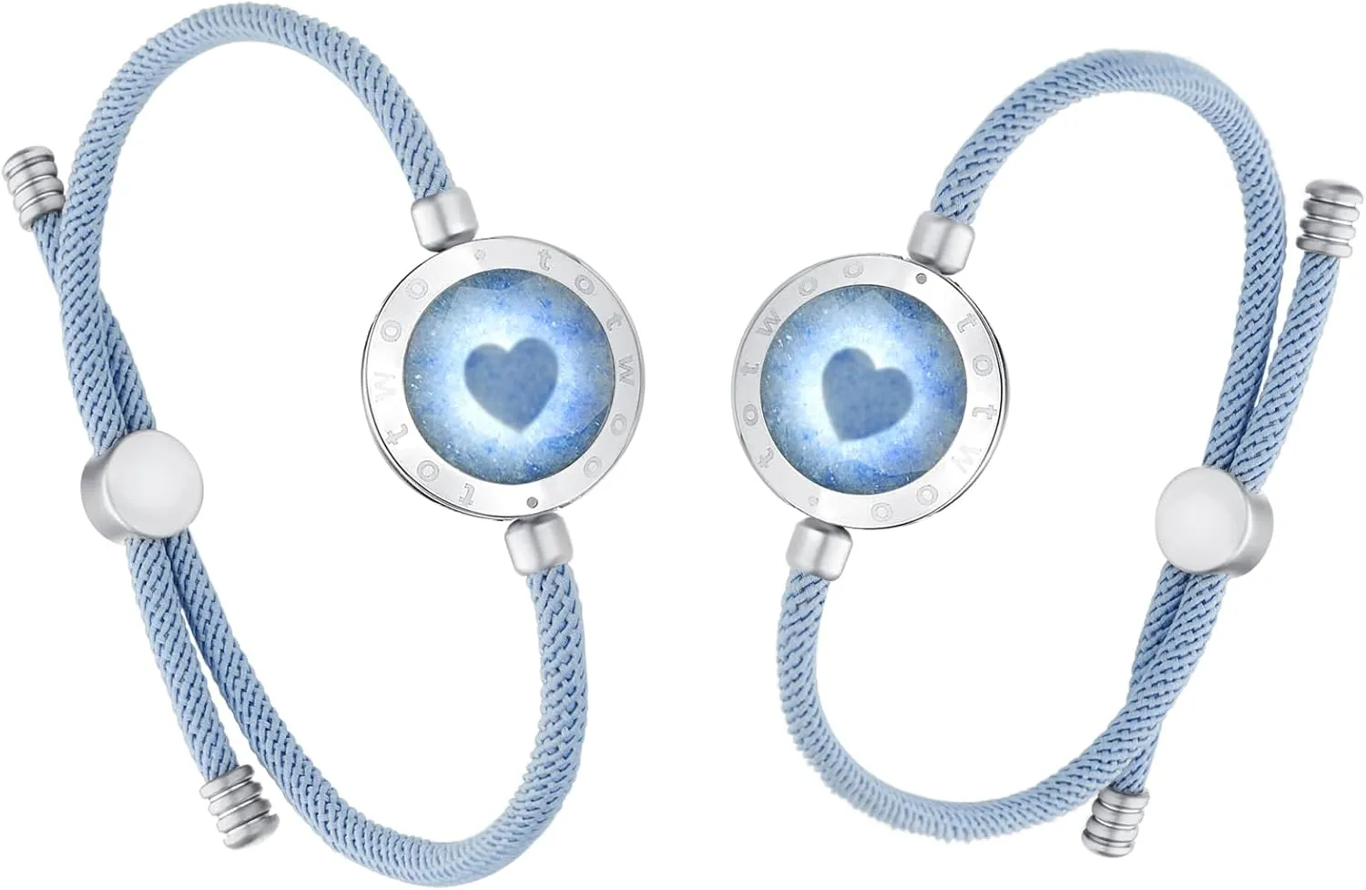 TOTWOO Candy Collection-Long Distance Touch Bracelets, Vibration & Light up for Love -Pair of Couples Bracelets Long Distance Relationship Gifts for Girlfriend Bluetooth Pairing Jewelry