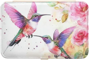 Travel Jewelry Case Jewelry Box Organizer for Women Girls Man PU Leather Small Mini Portable Jewelry Storage Box for Earring Ring Necklace Bracelets Watercolor Red Hummingbird