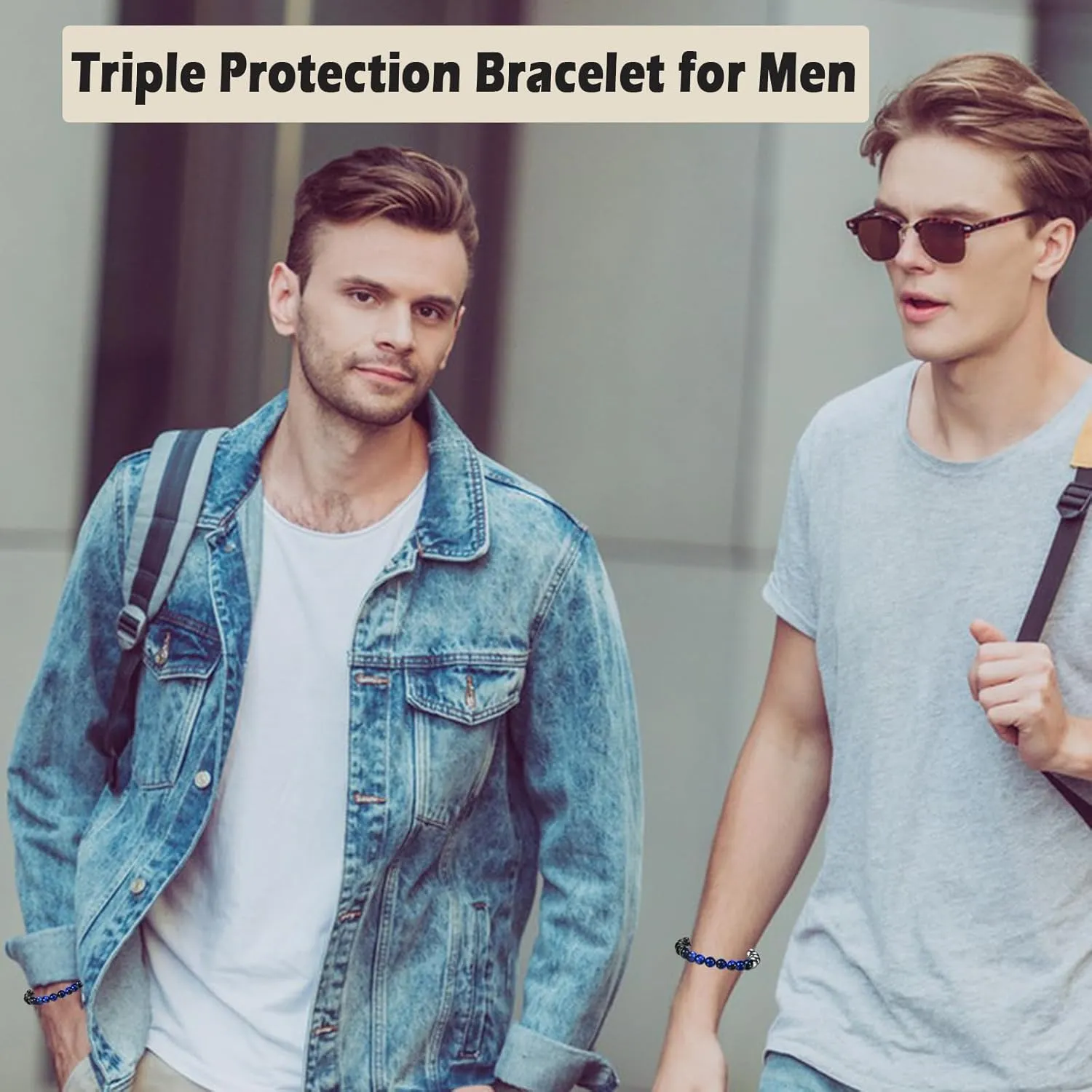 Triple Protection Bracelet for Men Gifts Black Obsidian Hematite Tiger Eye Bracelet Gifts for Birthday Inspirational Christmas Fathers Day
