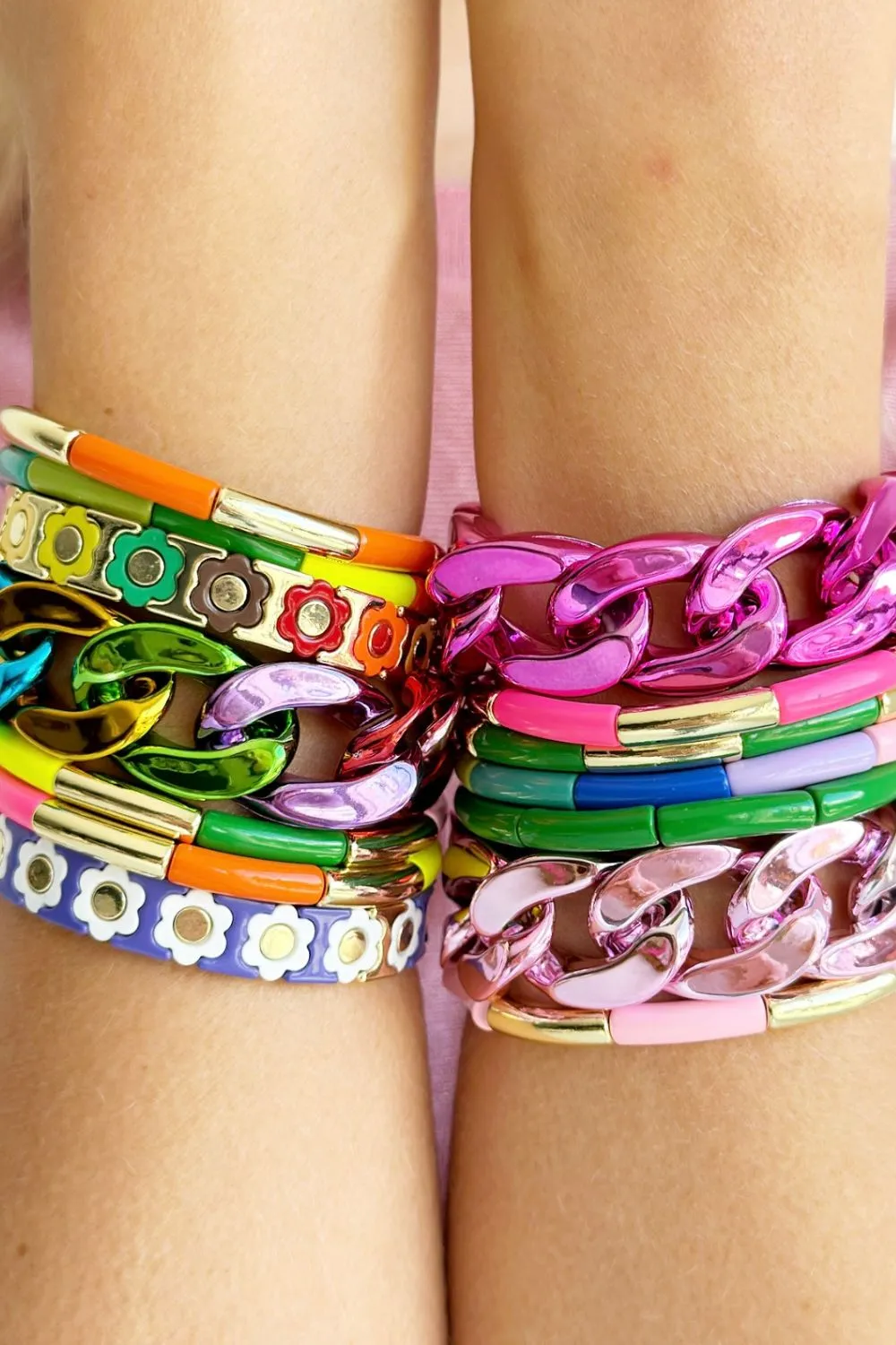 Tube Bracelet Solid | Gold & Pale Pink