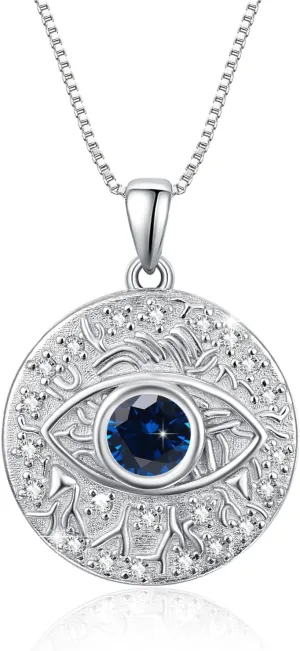TUGHRA Evil Eye Necklace S925 Sterling Silver Evil Eye Pendant Necklaces Protection Jewelry Amulet Gift for Women Girls Boys Men Birthday Anniversary