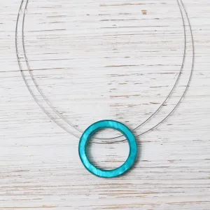 Turquoise Resin Circle Pendant