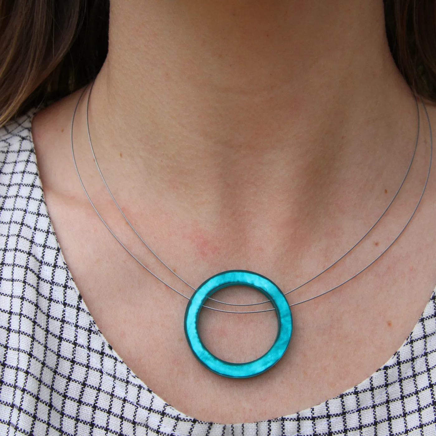 Turquoise Resin Circle Pendant