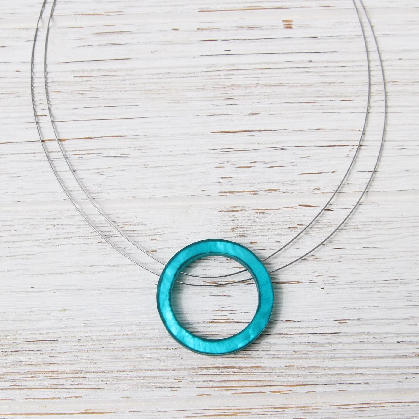 Turquoise Resin Circle Pendant