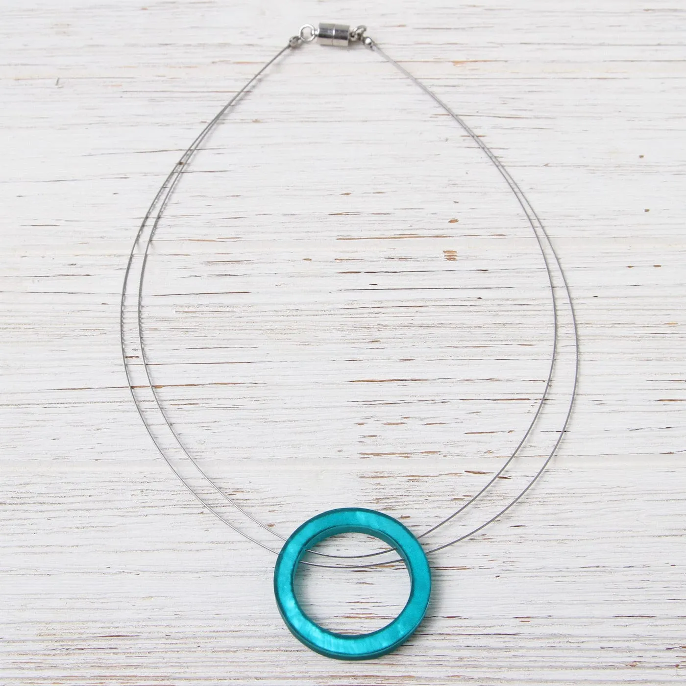 Turquoise Resin Circle Pendant