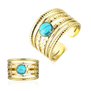 Turquoise Ring, 18K Gold Ring for Turquoise Jewelry, Western Rings for Women, Unisex Adjustable Ring for Men, Boho Rings for Western Jewelry