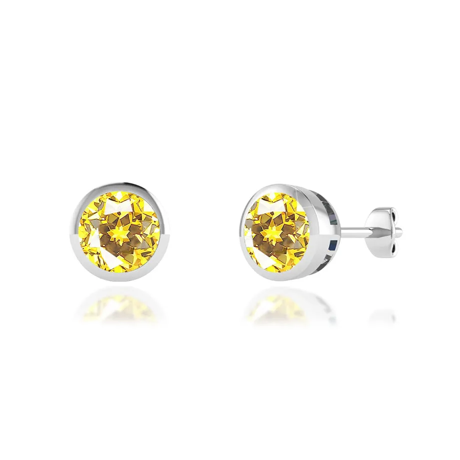 TYME - Bezel Edge Yellow Sapphire Earrings Platinum
