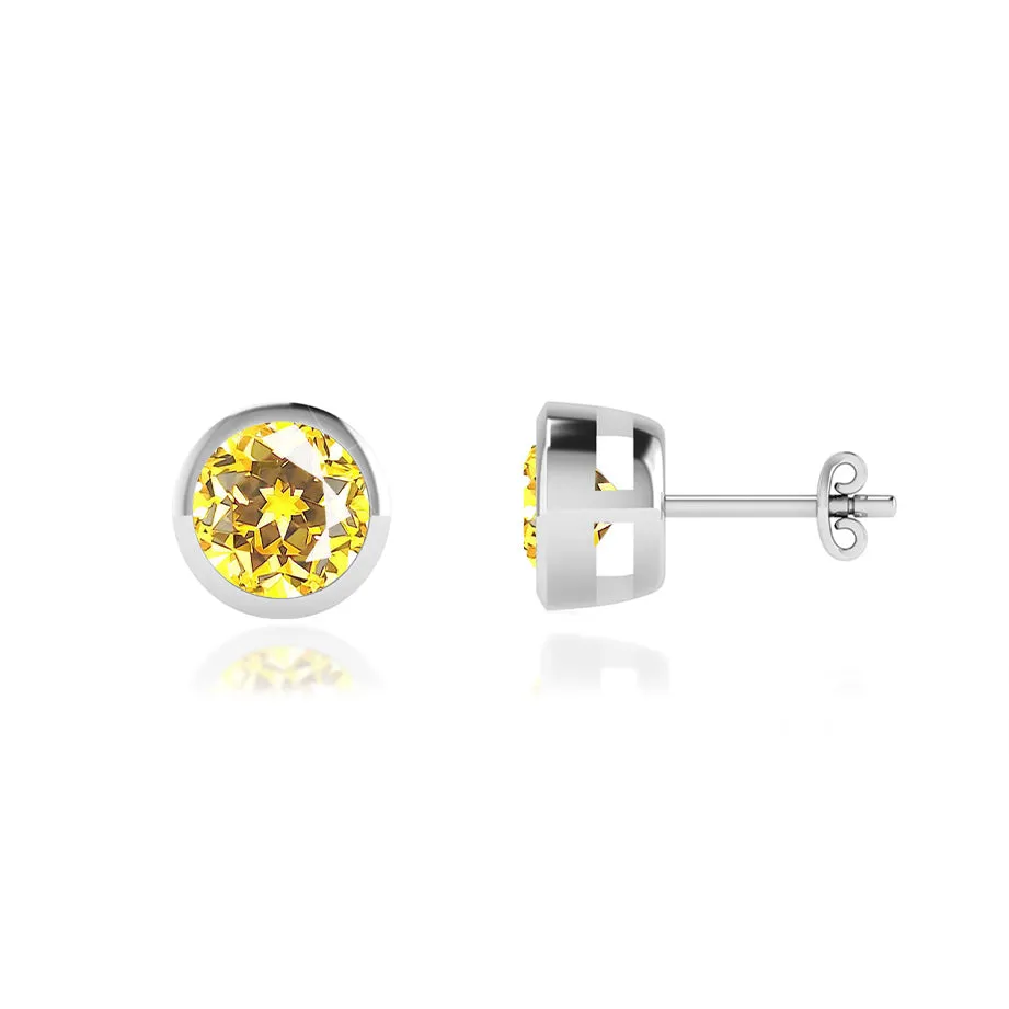 TYME - Bezel Edge Yellow Sapphire Earrings Platinum