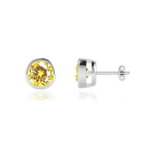 TYME - Bezel Edge Yellow Sapphire Earrings Platinum