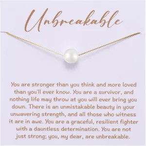 Unbreakable Strength Pearl Necklace for Her, Encouragement Cancer Survivor Recovery Gifts, Tough Times Gifts, Get Well Soon Gift for Divorcees Warriors Badass Women, Cheer Up Gift
