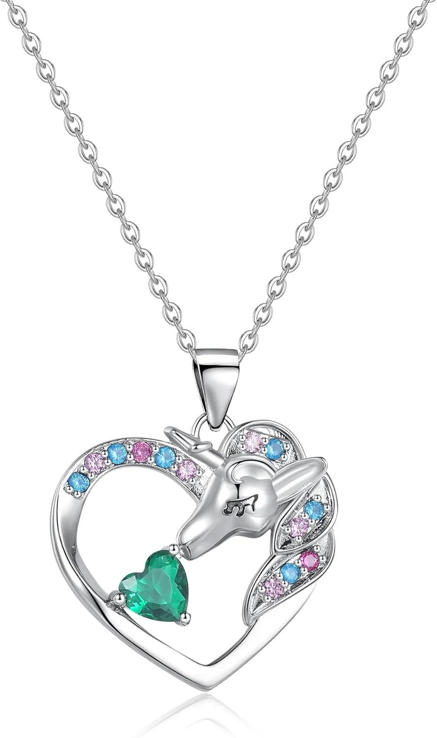 unicorn necklace for girls Unicorn Birthstone Necklaces for Girls Birthday Christmas Valentines Day Gifts