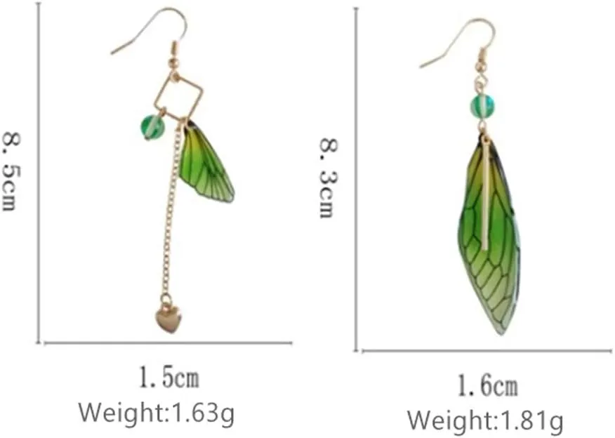 Unique Asymmetry Big Monarch Colorful Butterfly Wing Drop Dangle Earrings Crystal Dragonfly Wing Earrings Fashion Insect Jewelry For Women Girls Teens Gifts