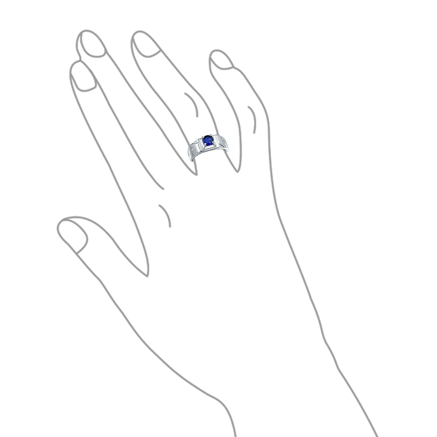 Unisex 1CTW Round Blue Sapphire CZ Men's Engagement Ring in Sterling Silver