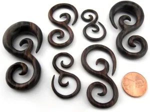 Urban Body Jewelry Pair of 2 Gauge (2G - 6mm) Sono Wood Vine Spirals