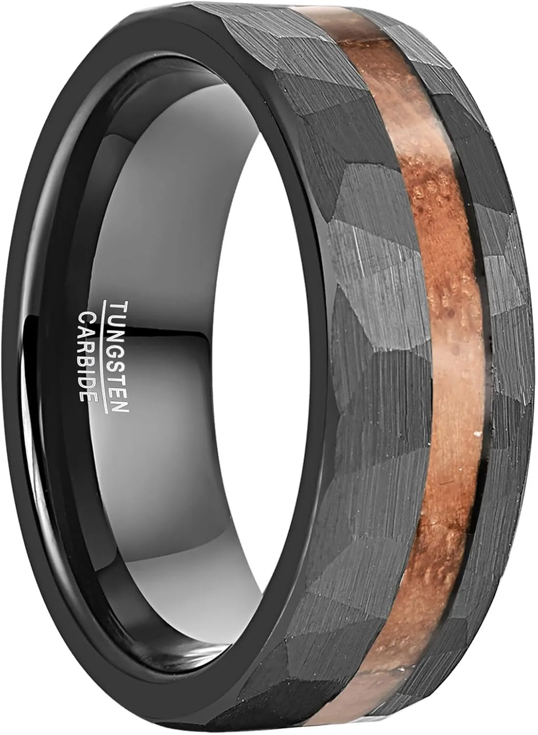 Vakki Tungsten Rings for Men Women Black 8mm Wedding Bands Gibeon Meteorite Inlay Brushed Finish Comfort Fit Size 6-13