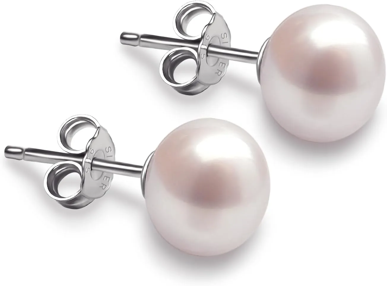 VIKI LYNN Pearl Stud Earrings for Women 925 Sterling Silver Freshwater Cultured 3A Pearl Stud Earrings Women's Jewelry Earrings Mother's Day Wedding Valentines Day Gifts for Women, Brides, Mom, Her