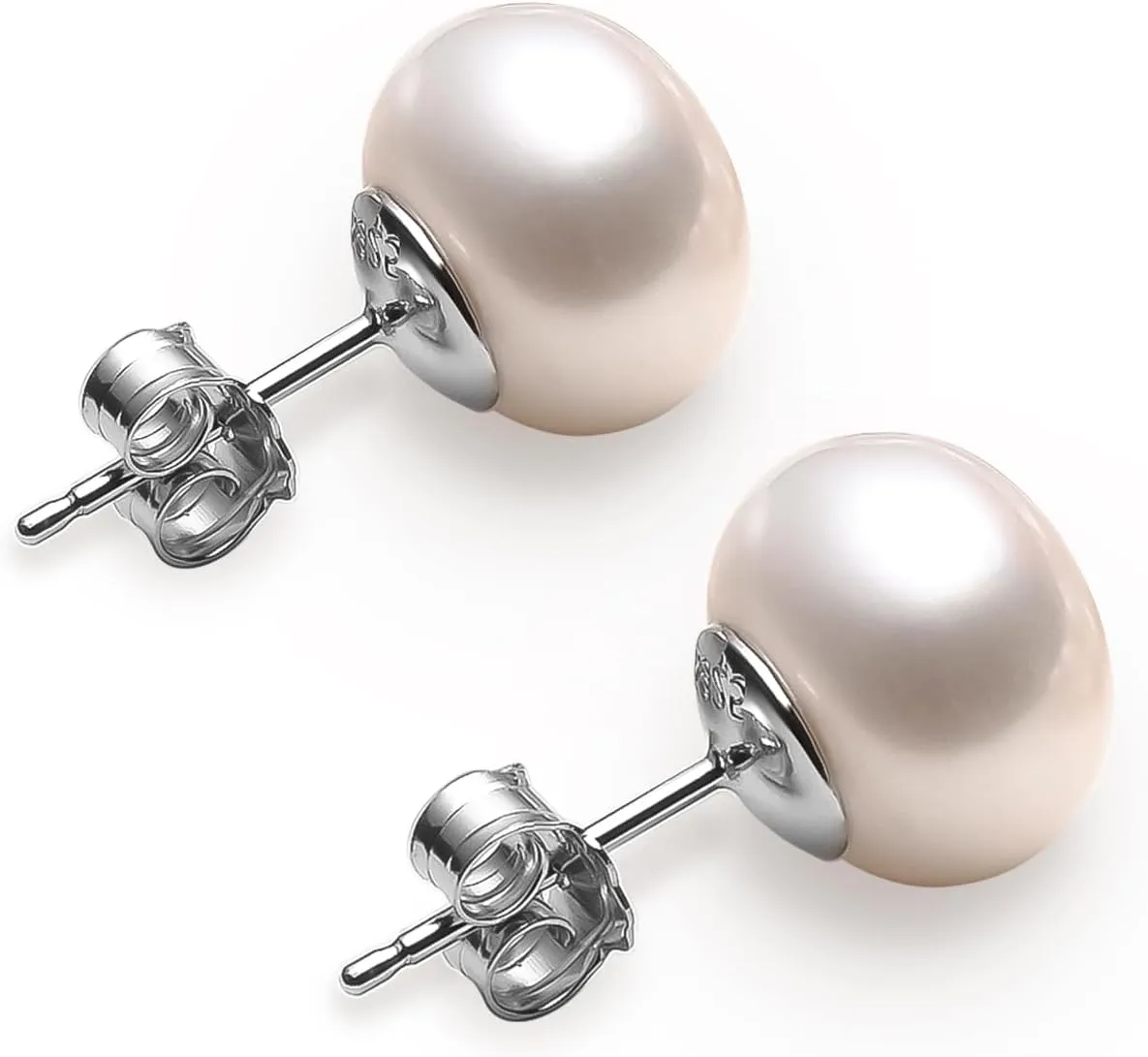 VIKI LYNN Pearl Stud Earrings for Women 925 Sterling Silver Freshwater Cultured 3A Pearl Stud Earrings Women's Jewelry Earrings Mother's Day Wedding Valentines Day Gifts for Women, Brides, Mom, Her